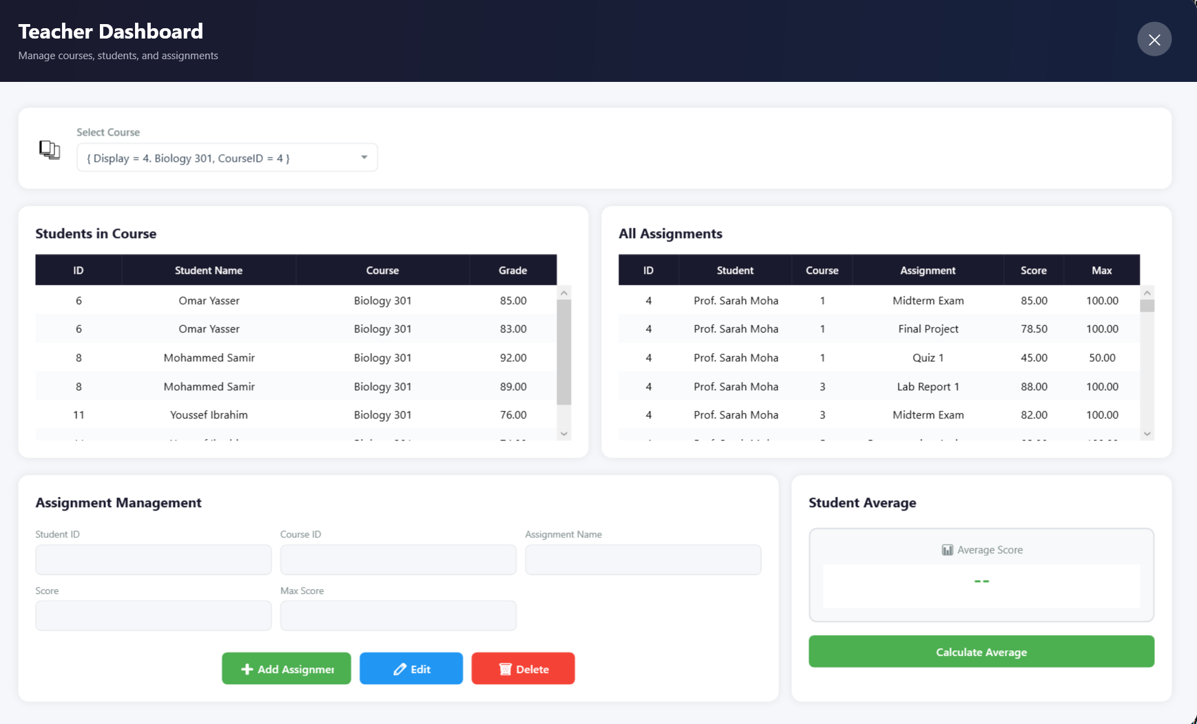 Grades Management System